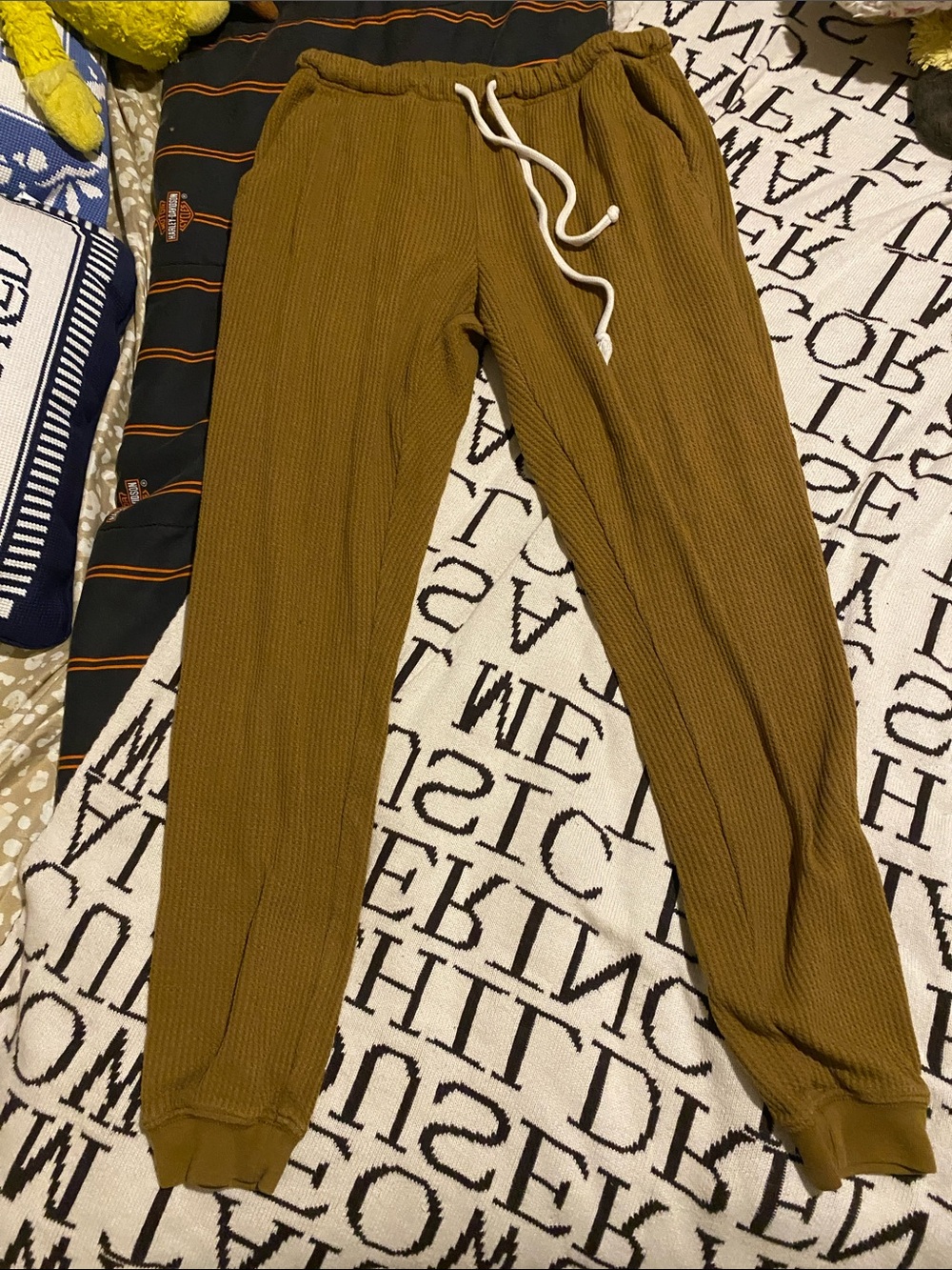 aerie Camel color Waffle-Knit Drawstring Joggers